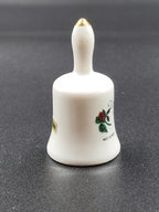Miniature Vermont Souvenir Bell – Red Clover & Hermit Thrush – Vintage Ceramic