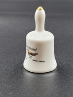 Miniature Vermont Souvenir Bell – Red Clover & Hermit Thrush – Vintage Ceramic