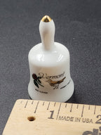 Miniature Vermont Souvenir Bell – Red Clover & Hermit Thrush – Vintage Ceramic