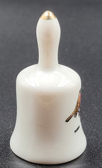 Miniature Connecticut Souvenir Bell – Robin & Mountain Laurel – Vintage Ceramic with Gold Trim