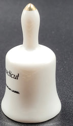 Miniature Connecticut Souvenir Bell – Robin & Mountain Laurel – Vintage Ceramic with Gold Trim