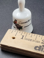 Miniature Connecticut Souvenir Bell – Robin & Mountain Laurel – Vintage Ceramic with Gold Trim