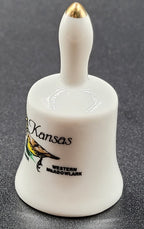 Miniature Kansas Souvenir Bell – Western Meadowlark & Sunflower