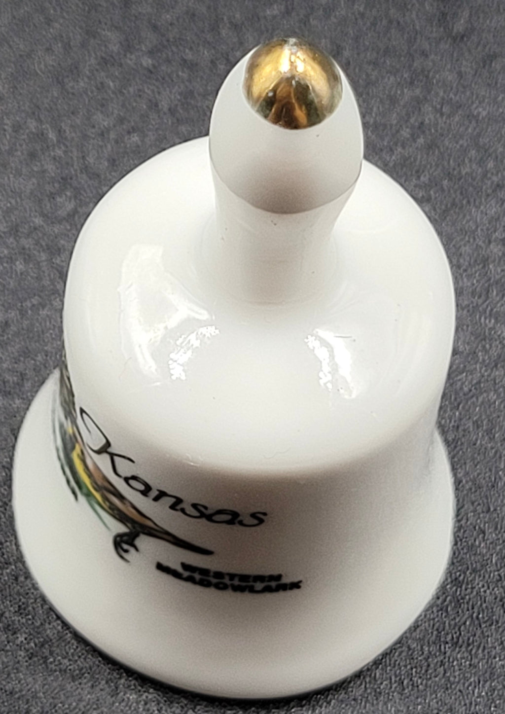 Miniature Kansas Souvenir Bell – Western Meadowlark & Sunflower