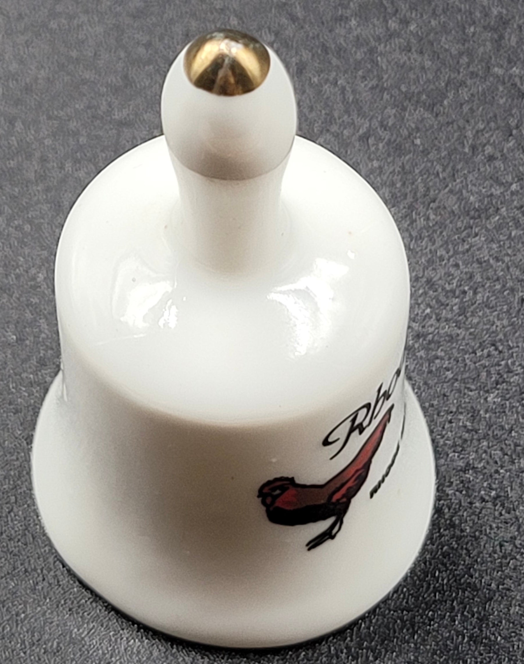 Miniature Rhode Island Red Ceramic Souvenir Bell – Vintage State Bird Collectible