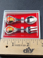 Vintage Georgia Souvenir Fork & Spoon Set – Heraldic Shield in Case