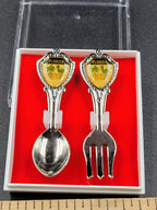 Vintage Florida Souvenir Spoon & Fork Set – Palm Trees & Beach Scene