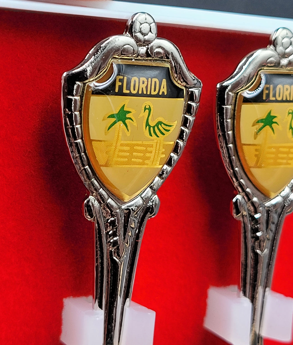 Vintage Florida Souvenir Spoon & Fork Set – Palm Trees & Beach Scene