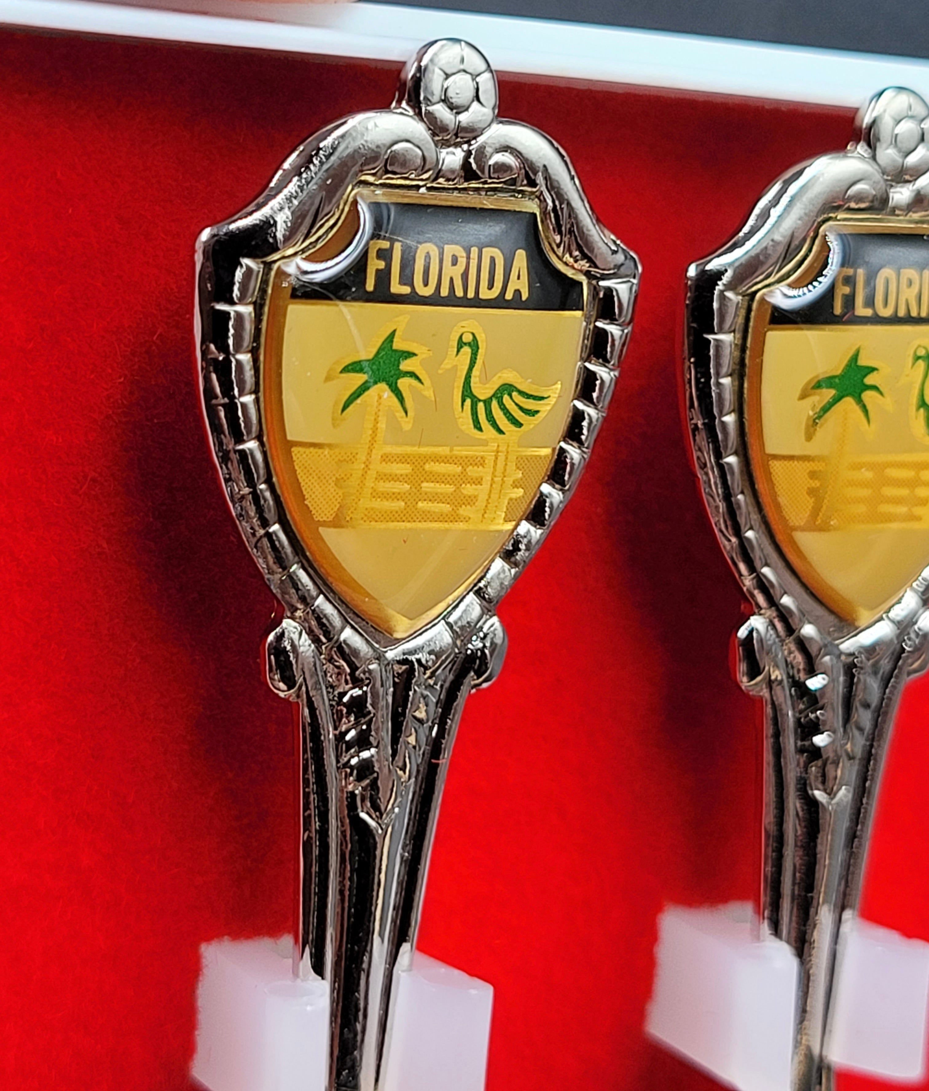Vintage Florida Souvenir Spoon & Fork Set – Palm Trees & Beach Scene