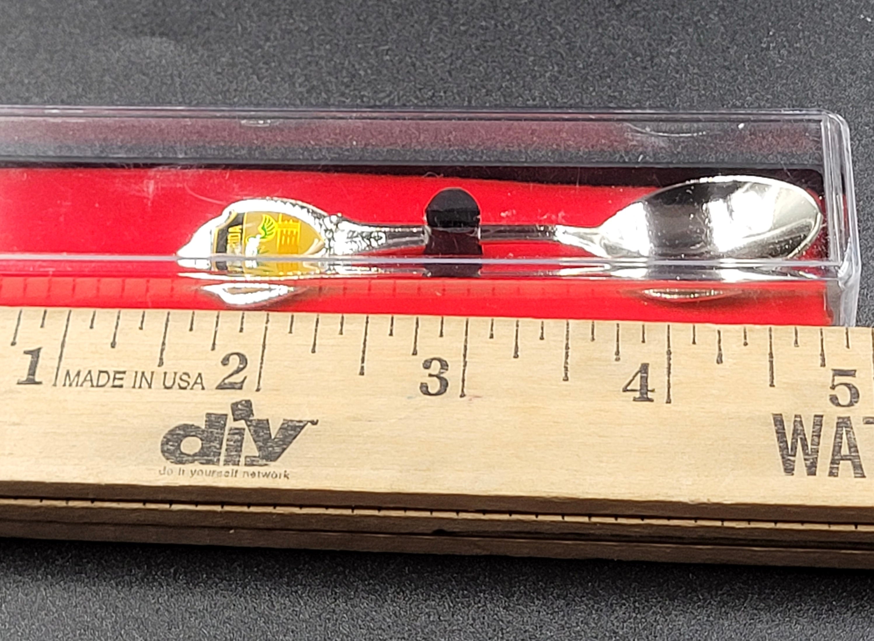 Vintage Florida Souvenir Spoon – Yellow Shield with Palm Trees in Velvet Box
