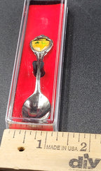 Vintage Florida Souvenir Spoon – Yellow Shield with Palm Trees in Velvet Box