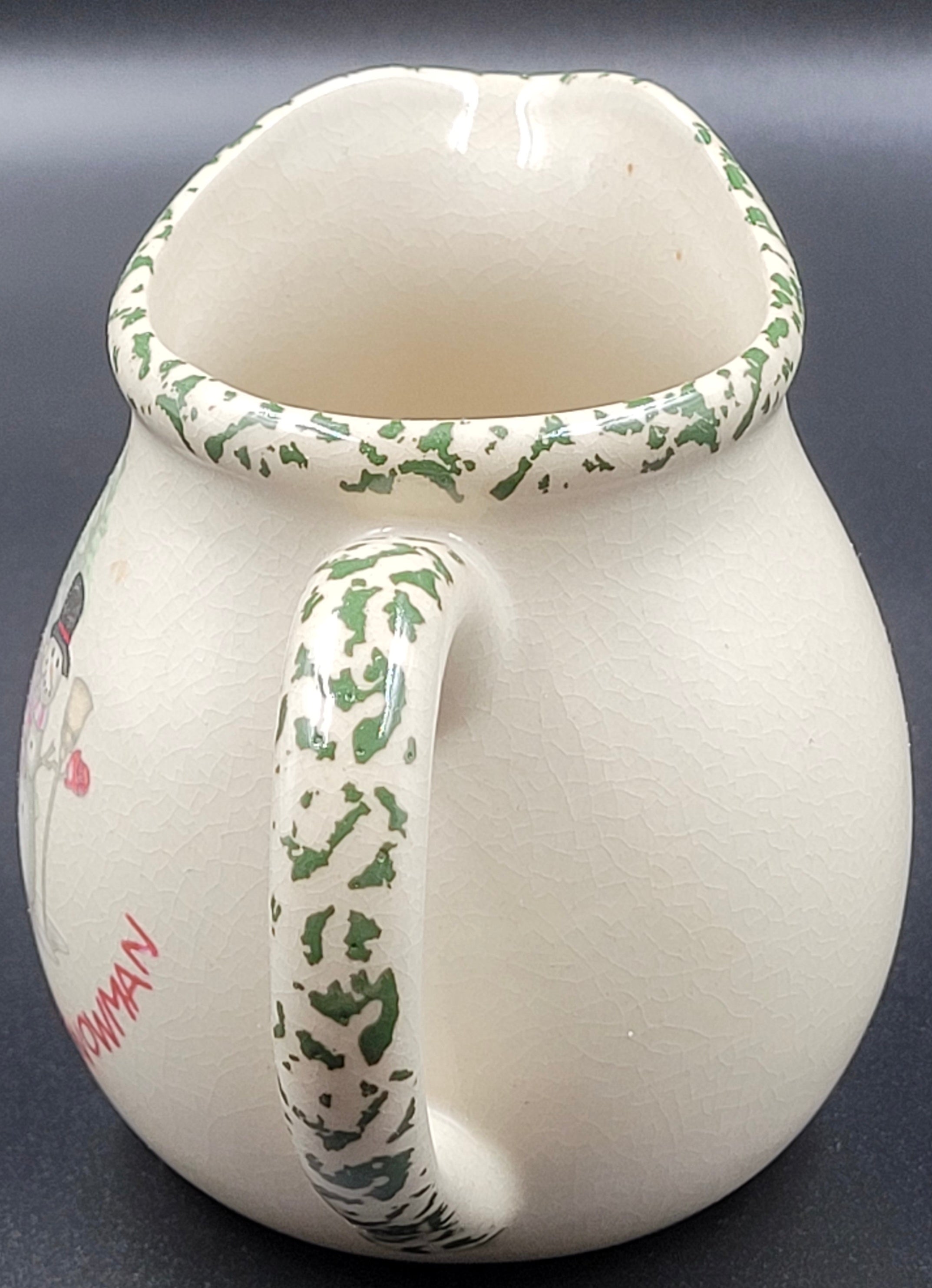 Vintage Snowman Creamer – “We Can Build a Snowman” – Holiday Ceramic Pitcher