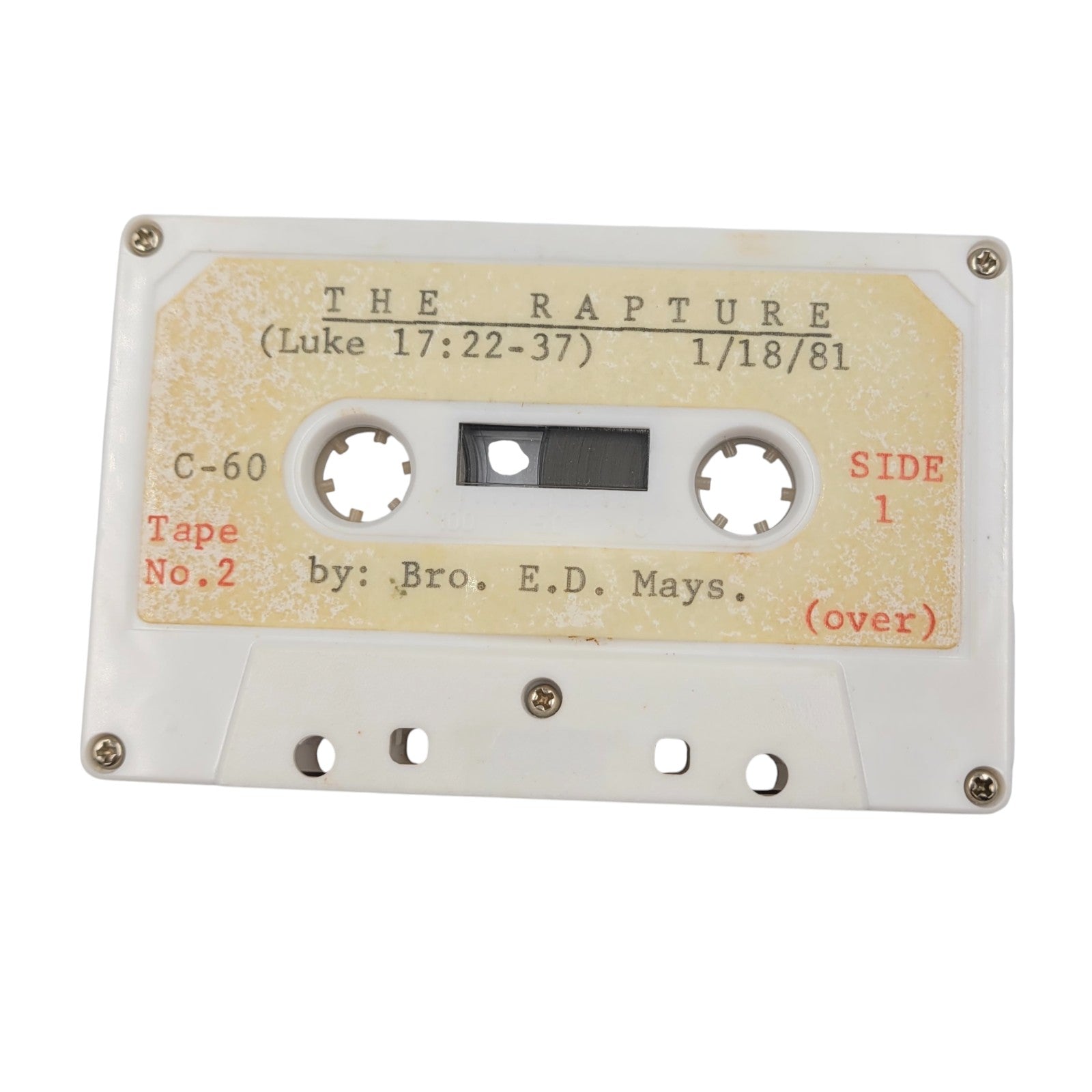 Vintage Sermon Cassette – THE RAPTURE (Luke 17:22–37), Bro. E.D. Mays, 1981