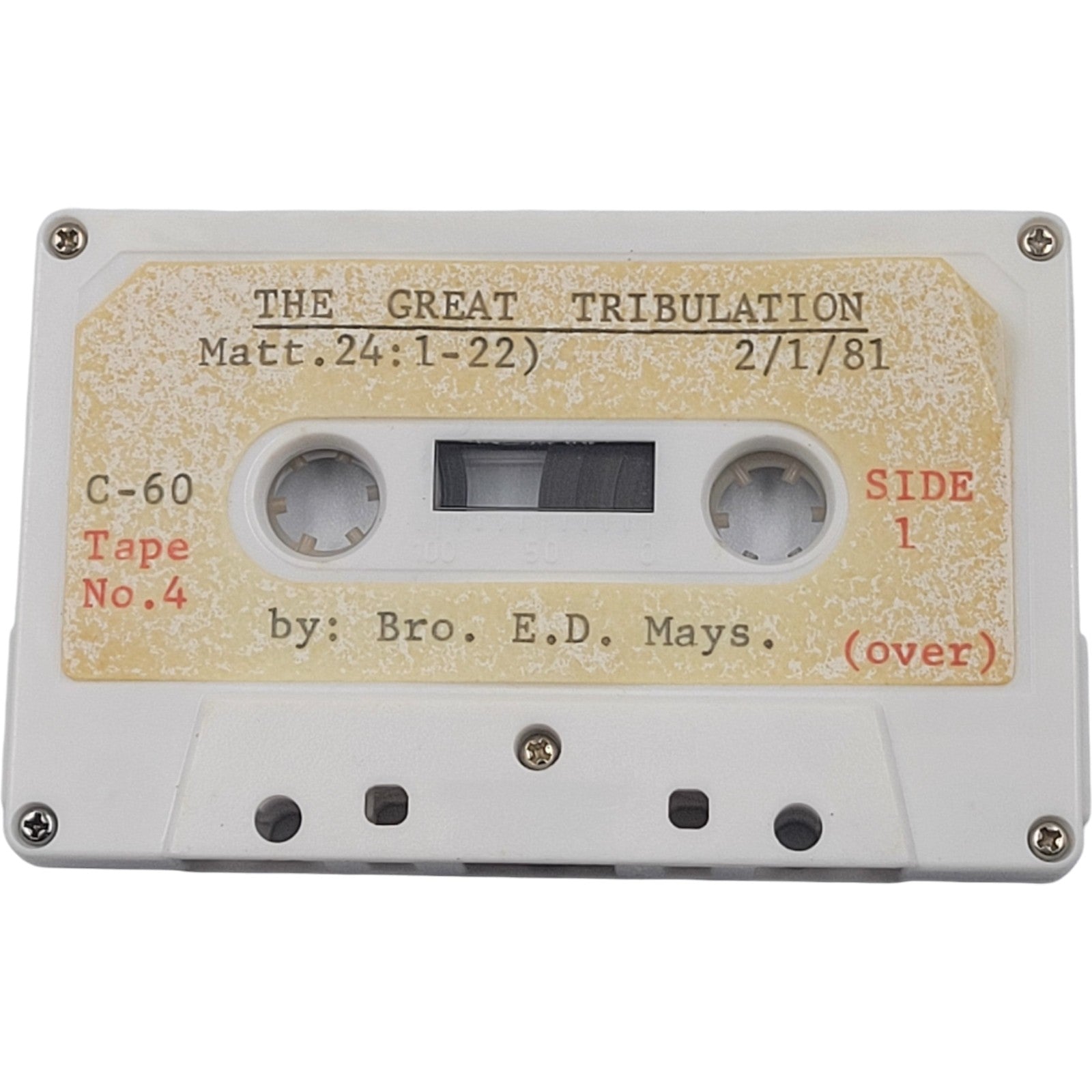 Vintage Sermon Cassette – The Great Tribulation (Matt. 24:1–22) – Bro. E.D. Mays – 1981