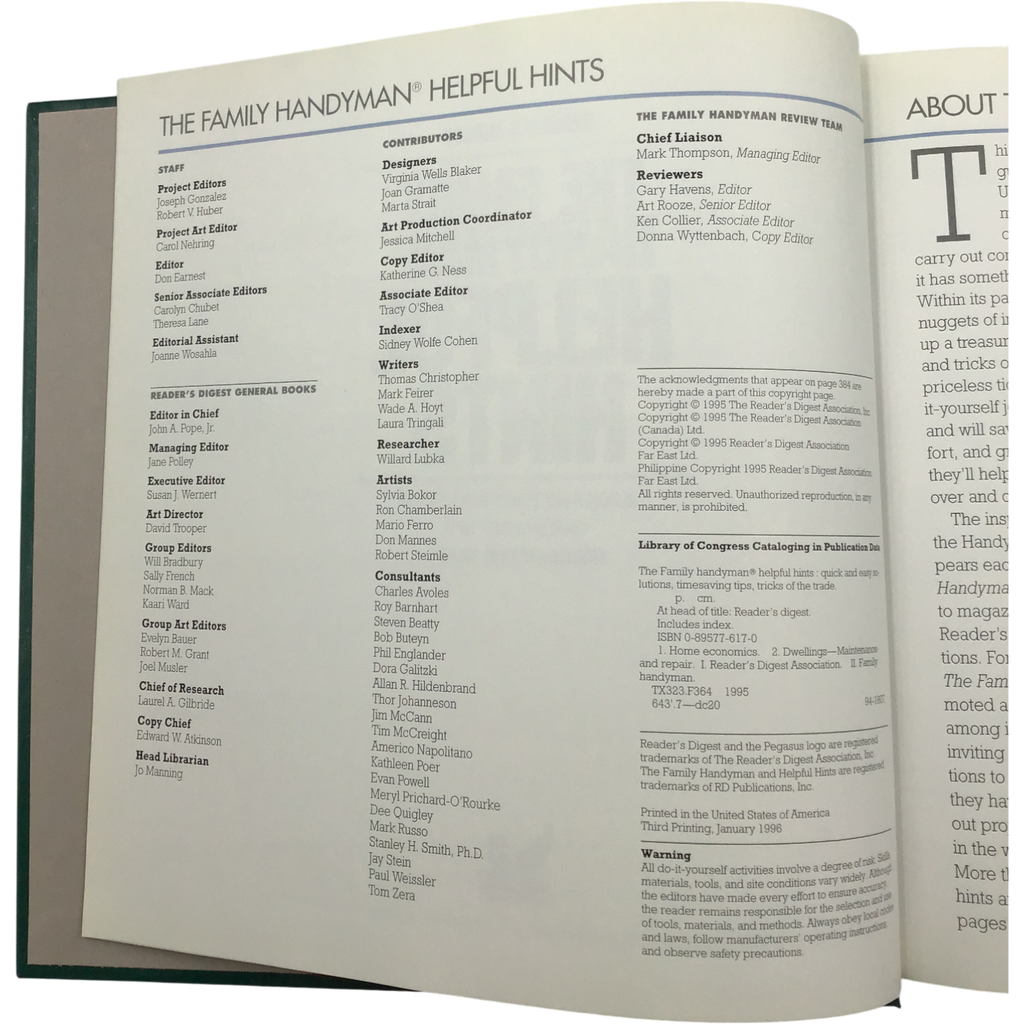 Reader's Digest The Family Handyman Helpful Hints - Quick & Easy Solutions, Time-Saving Tips, Tricks of the Trade