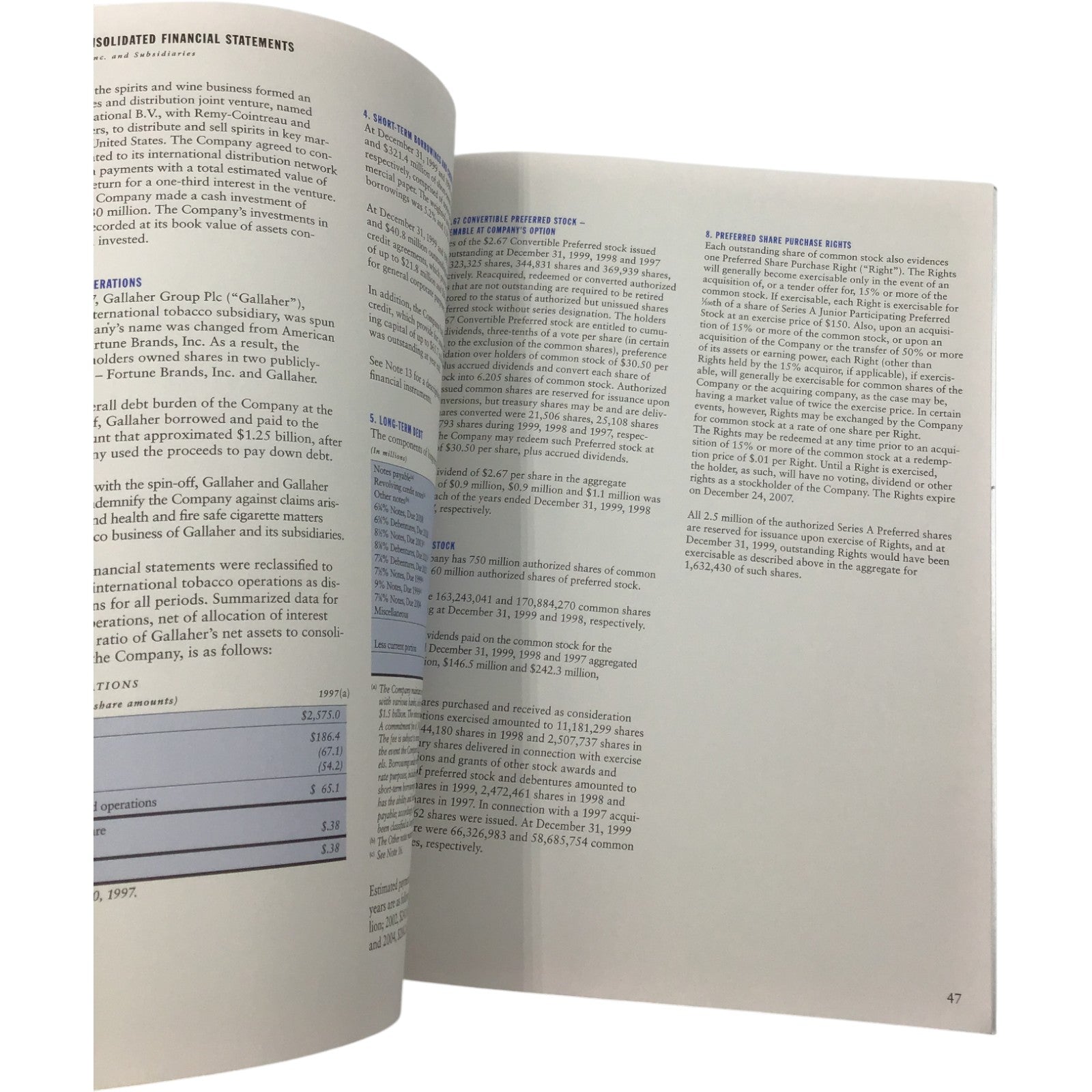 1999 Fortune Brands Annual Report + CEO Letter | Moen, Titleist, Jim Beam