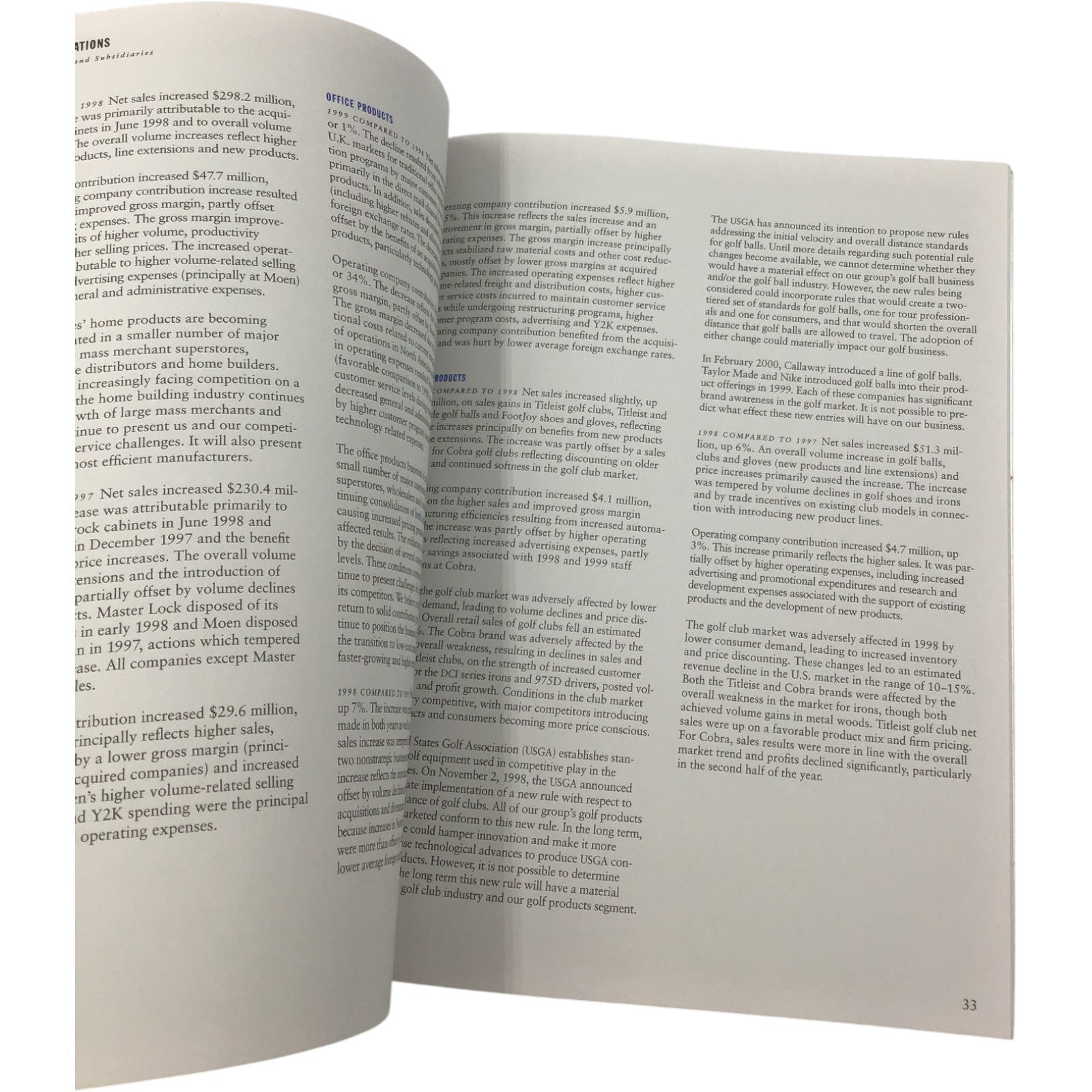 1999 Fortune Brands Annual Report + CEO Letter | Moen, Titleist, Jim Beam