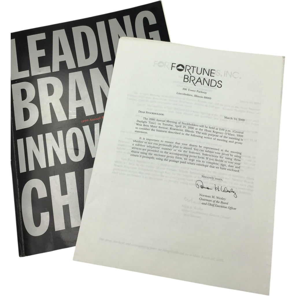1999 Fortune Brands Annual Report + CEO Letter | Moen, Titleist, Jim Beam