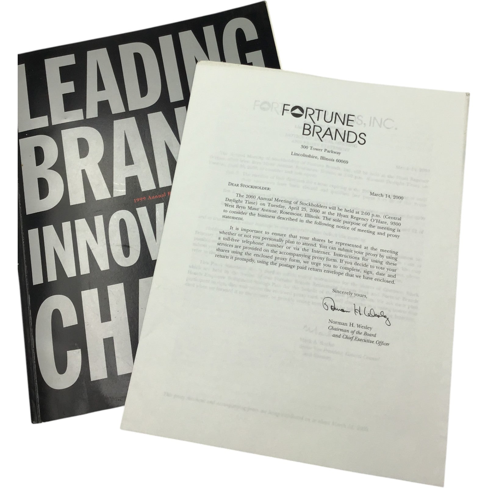 1999 Fortune Brands Annual Report + CEO Letter | Moen, Titleist, Jim Beam