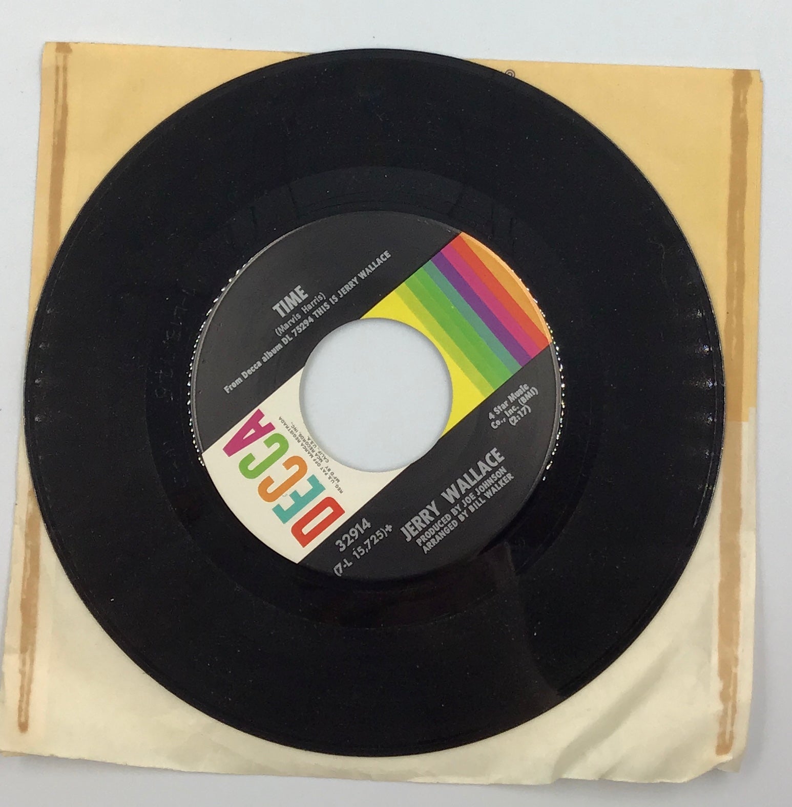 Jerry Wallace – To Get to You / Time – DECCA 45 RPM Vinyl Single (1971)