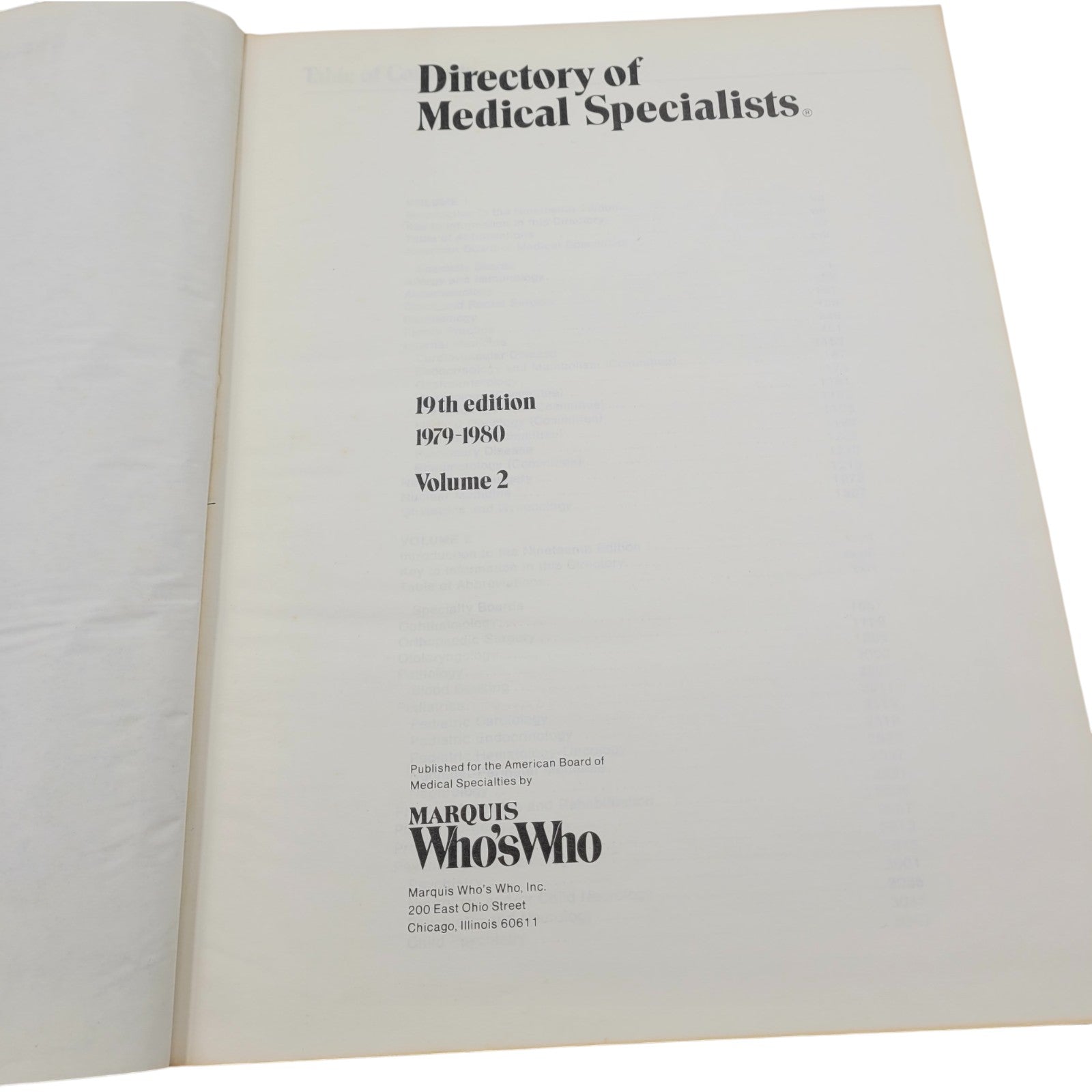 Directory of Medical Specialists Vol. 2 – 1979–1980 – 19th Edition – Who’s Who