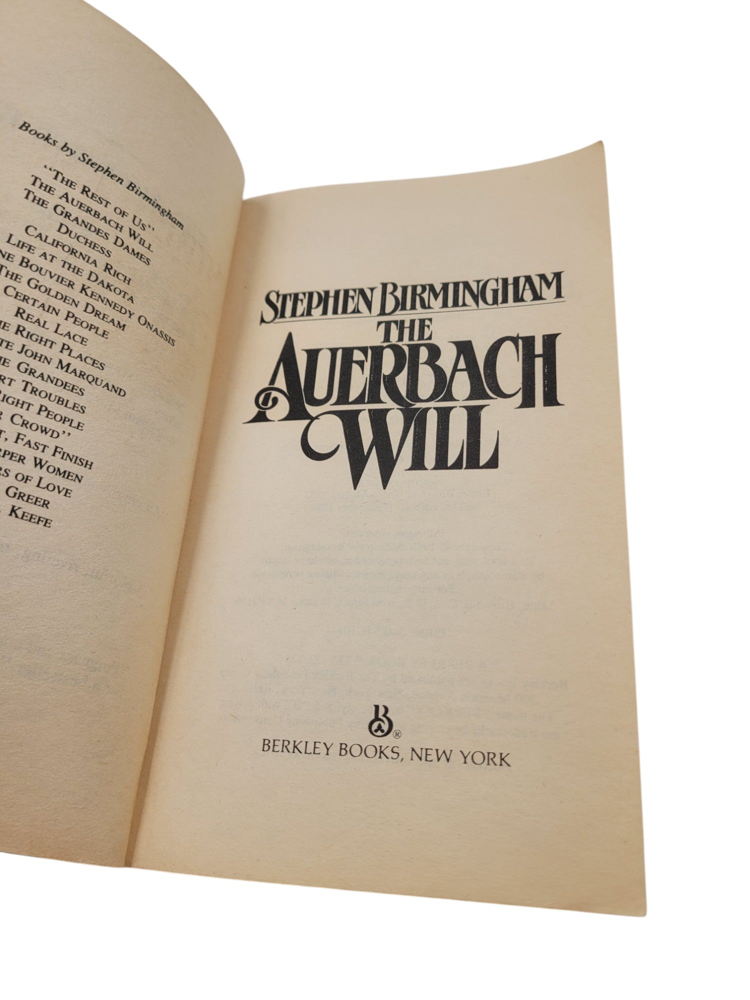 The Auerbach Will by Stephen Birmingham (1983 Berkley Vintage Paperback)