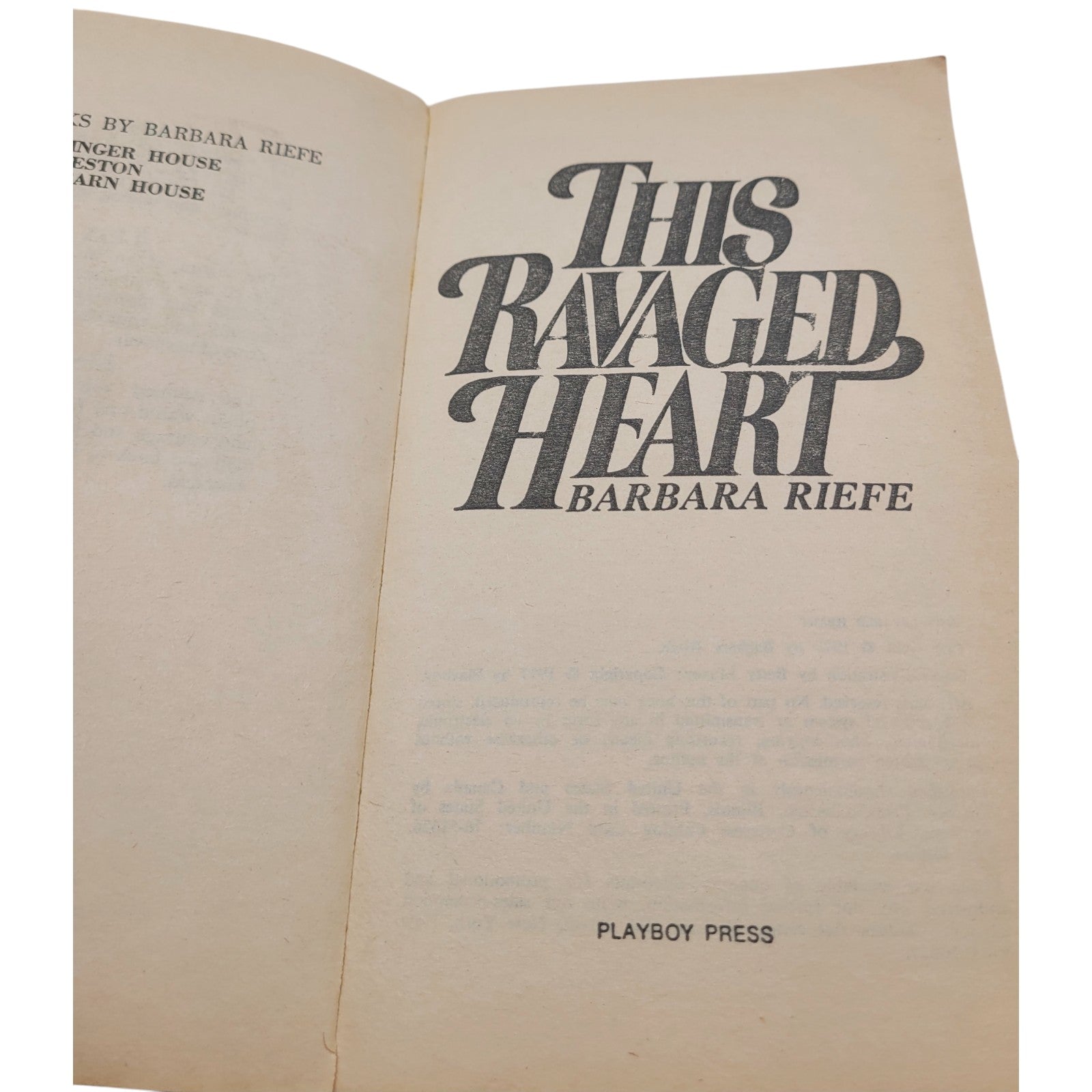 This Ravaged Heart by Barbara Riefe – 1977 Vintage Paperback