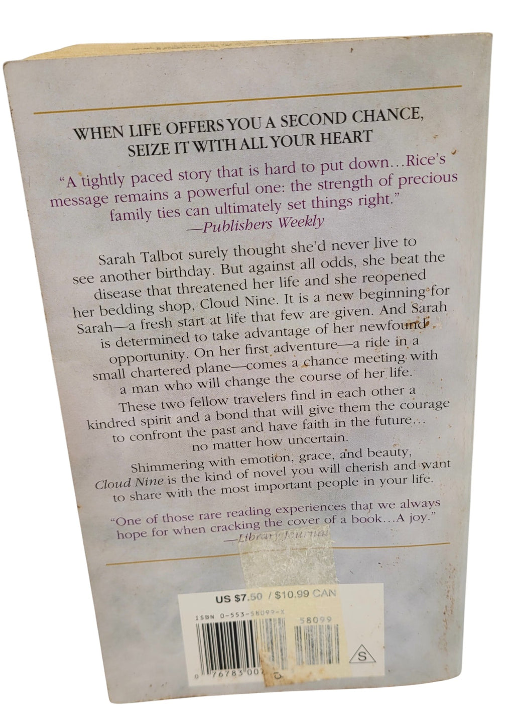 Cloud Nine by Luanne Rice | Vintage Bantam Paperback Romance Fiction