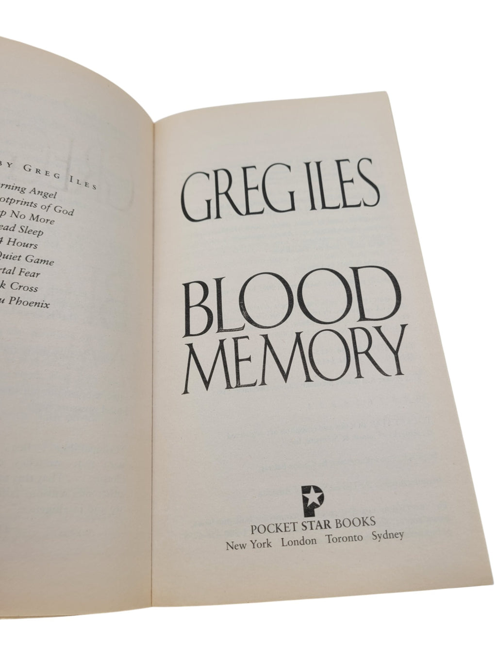 Blood Memory by Greg Iles – 2005 Pocket Star Books Premium Paperback