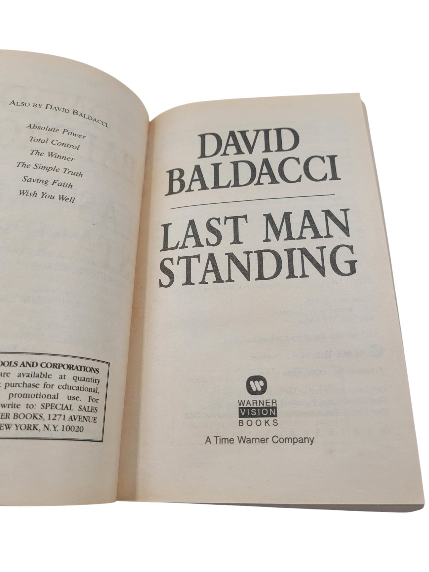 Last Man Standing by David Baldacci – Vintage Warner Books Paperback 2002