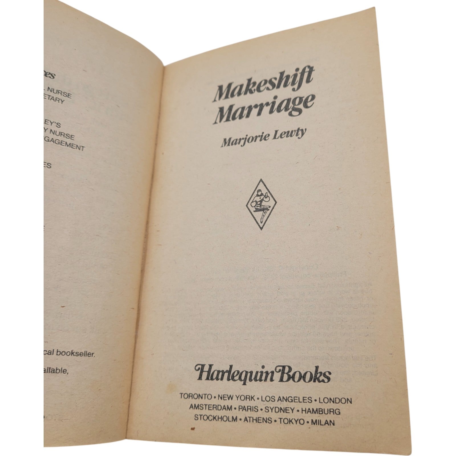 Makeshift Marriage by Marjorie Lewty – Harlequin Romance #2546 (1983)