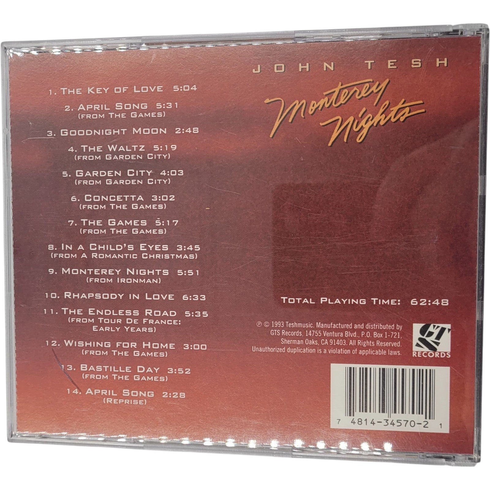 John Tesh – Monterey Nights CD | Tested & Working | Elegant Instrumental Soundscape