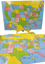 Lot of 6 Laminated United States Maps – Vintage-Inspired Educational Decor