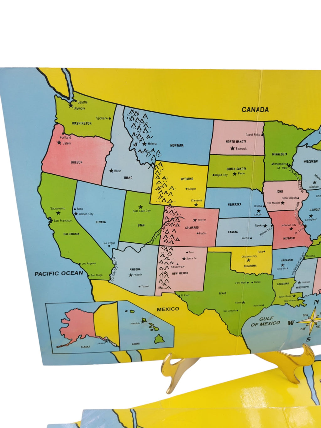Lot of 6 Laminated United States Maps – Vintage-Inspired Educational Decor