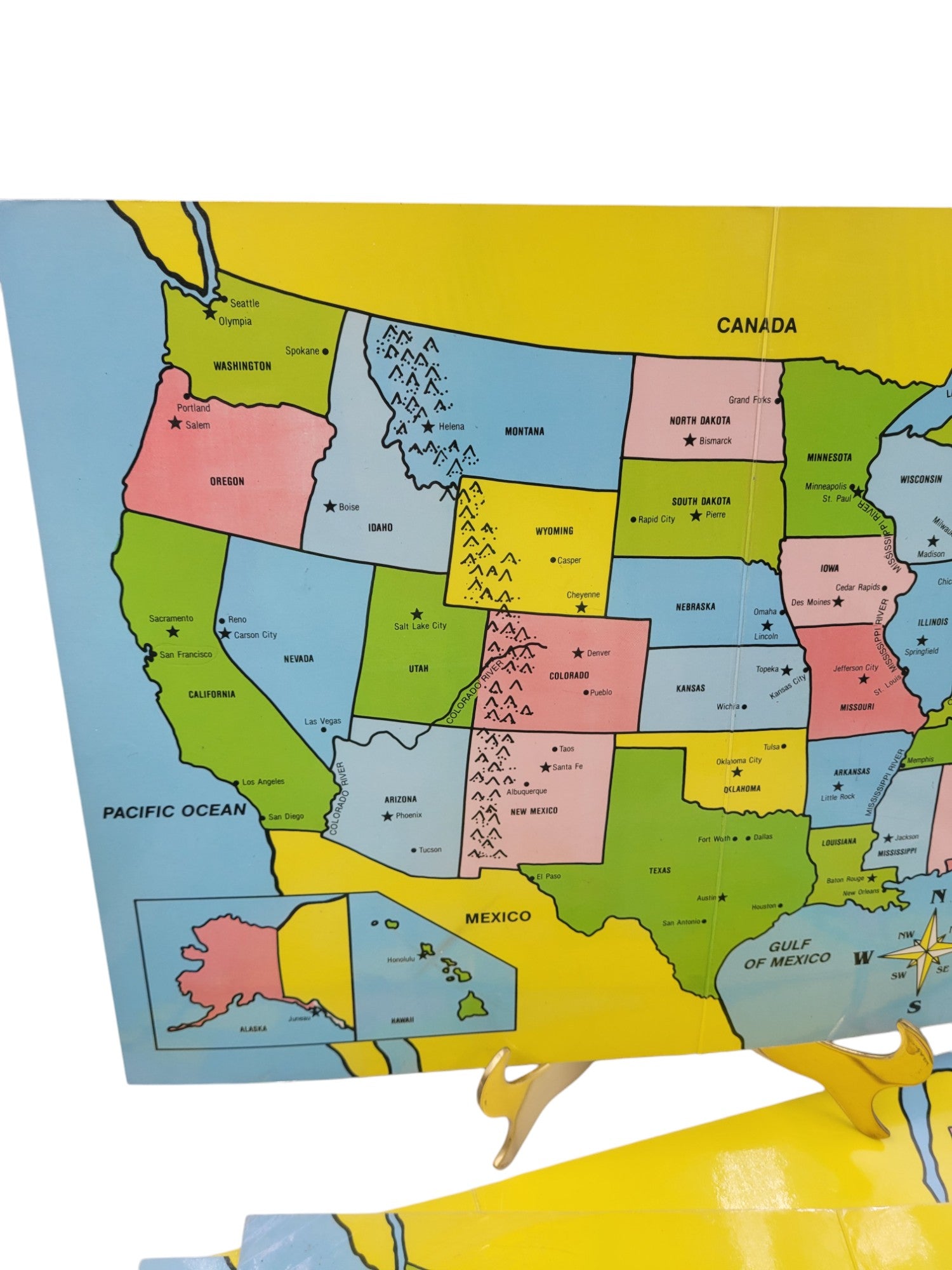 Lot of 6 Laminated United States Maps – Vintage-Inspired Educational Decor