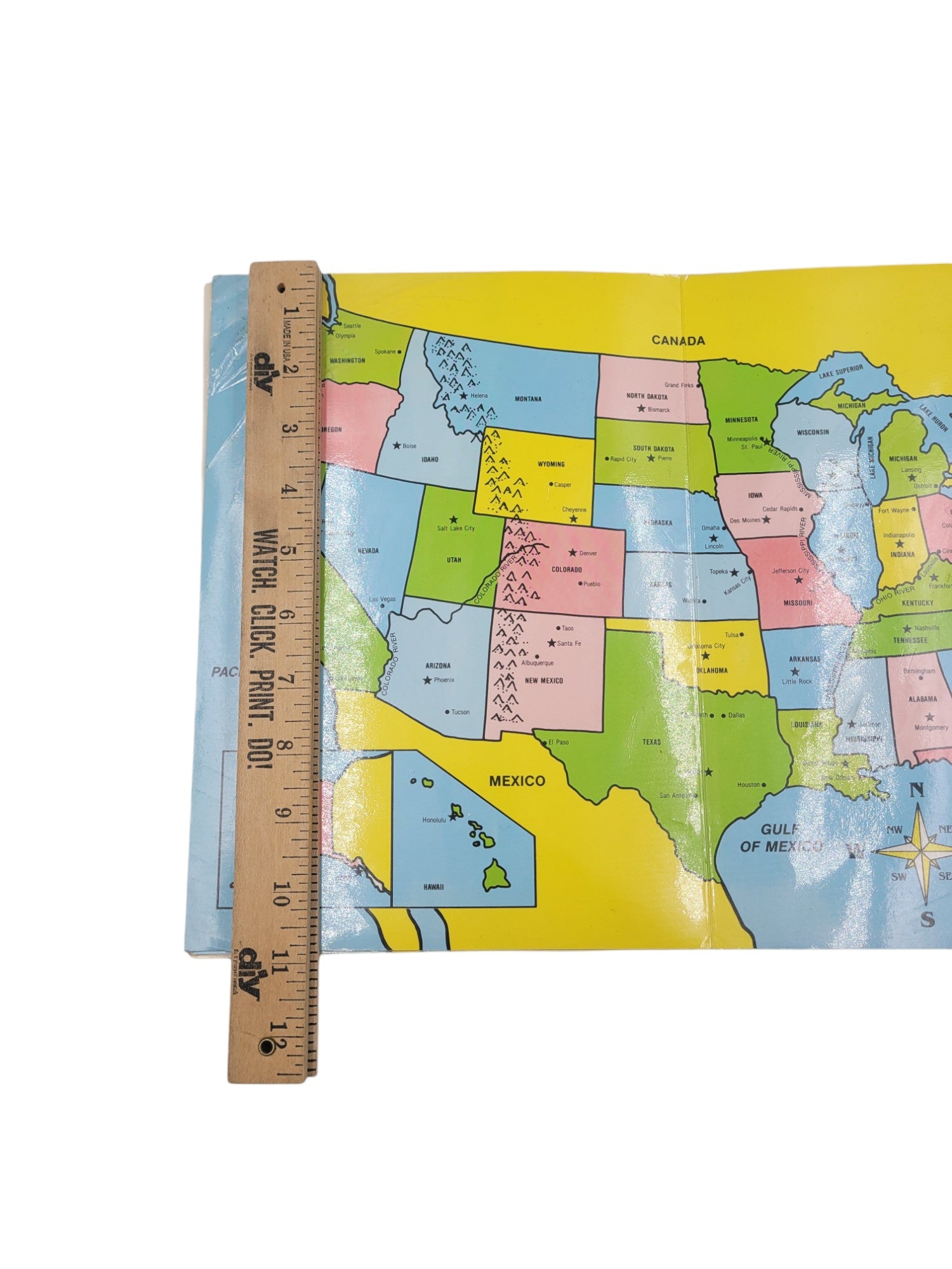 Lot of 6 Laminated United States Maps – Vintage-Inspired Educational Decor