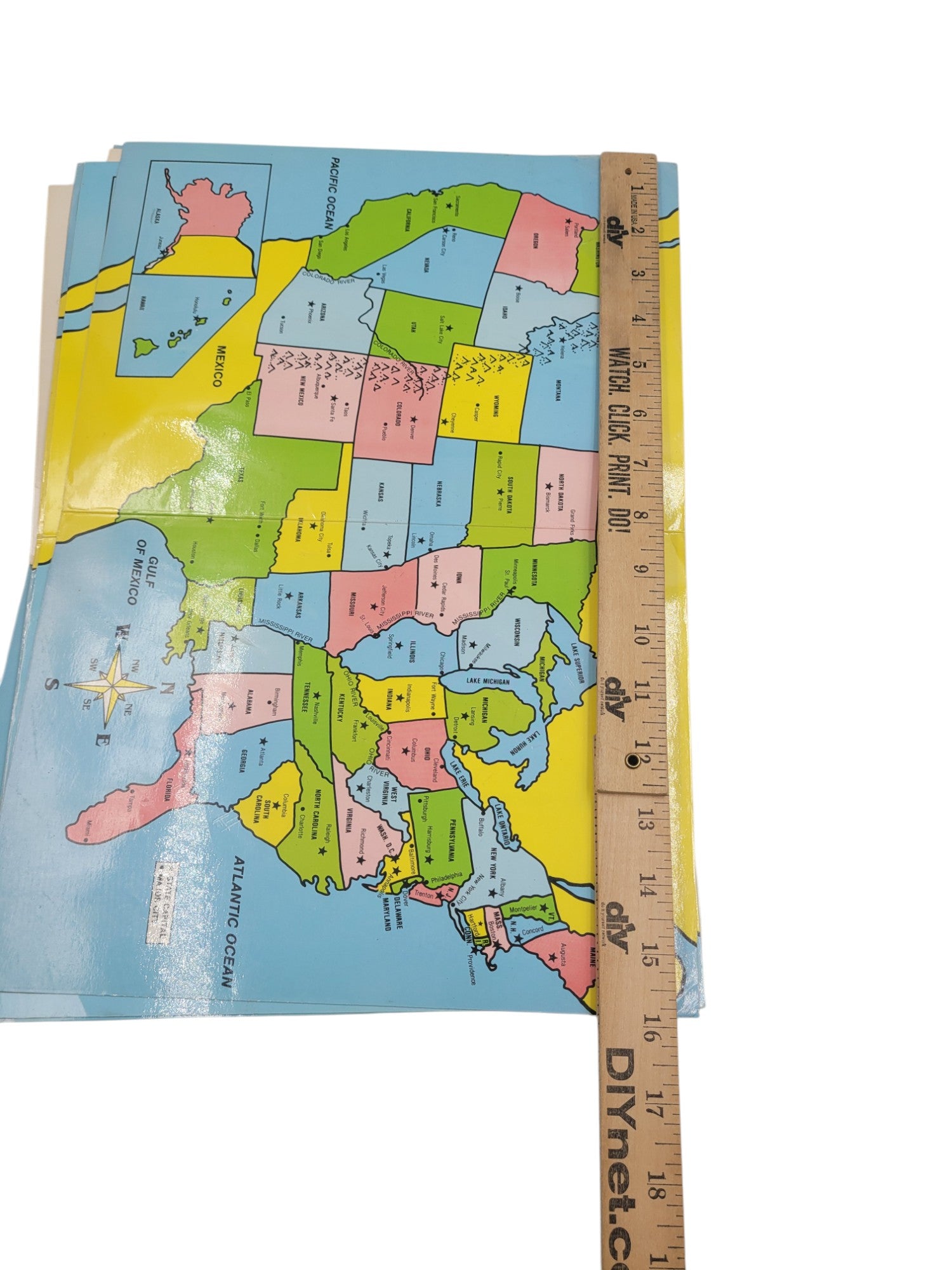Lot of 6 Laminated United States Maps – Vintage-Inspired Educational Decor
