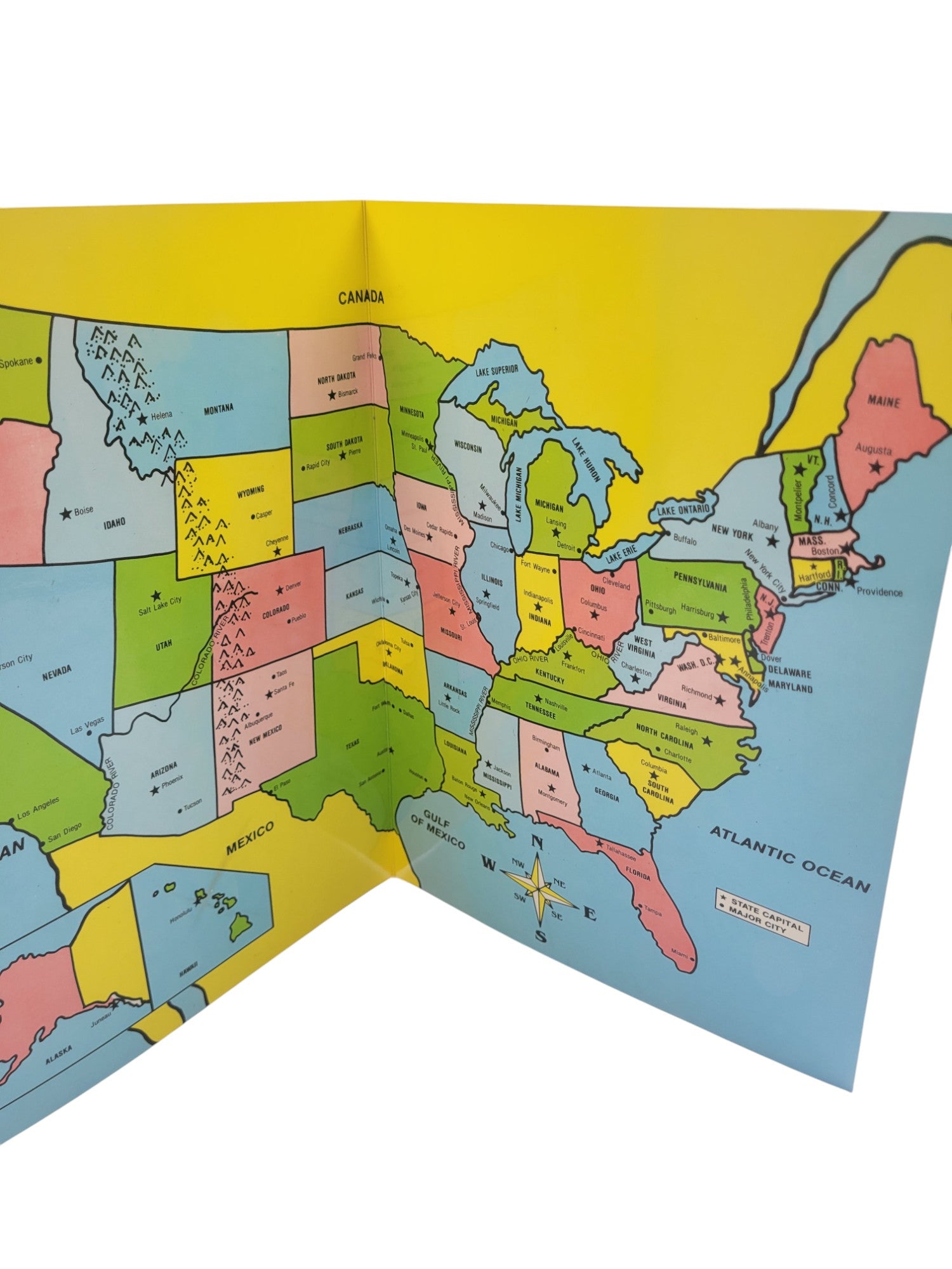 Lot of 6 Laminated United States Maps – Vintage-Inspired Educational Decor