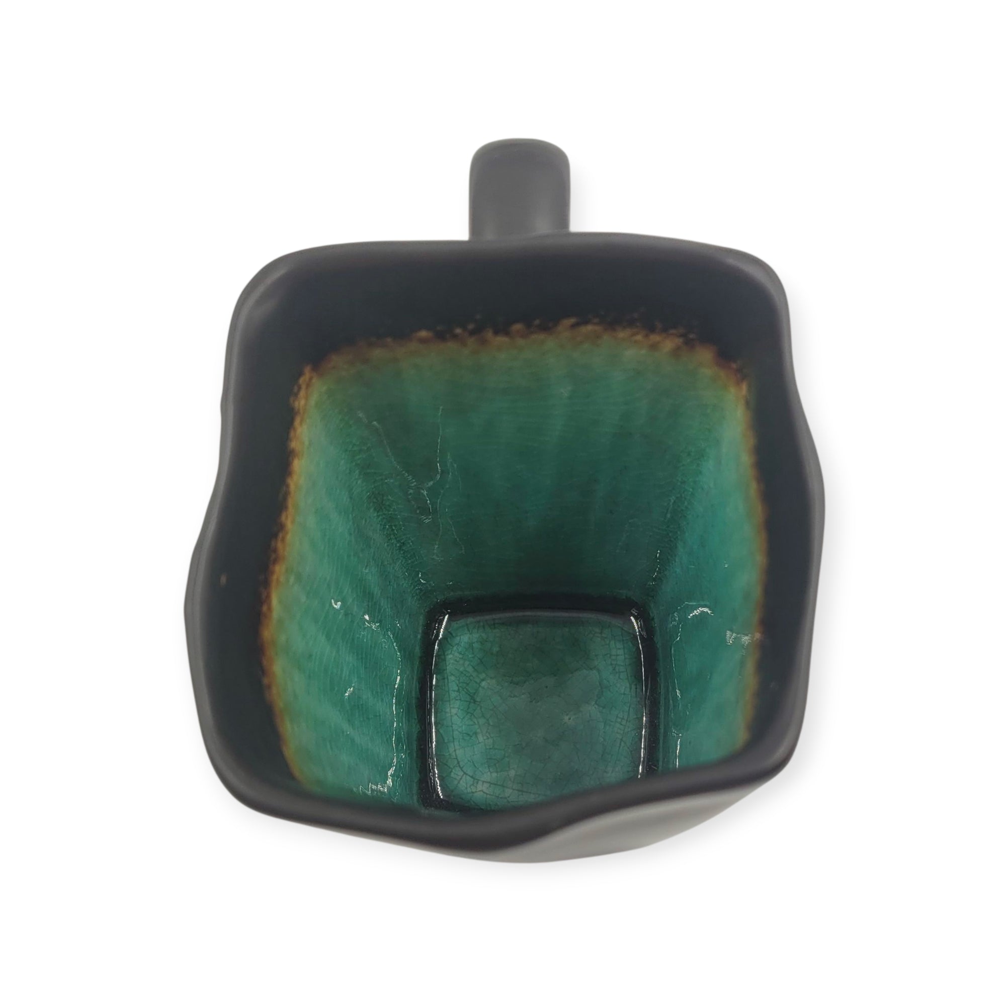 Galaxy Jade Mug by Baum Brothers – Square Brown Ceramic with Green Interior