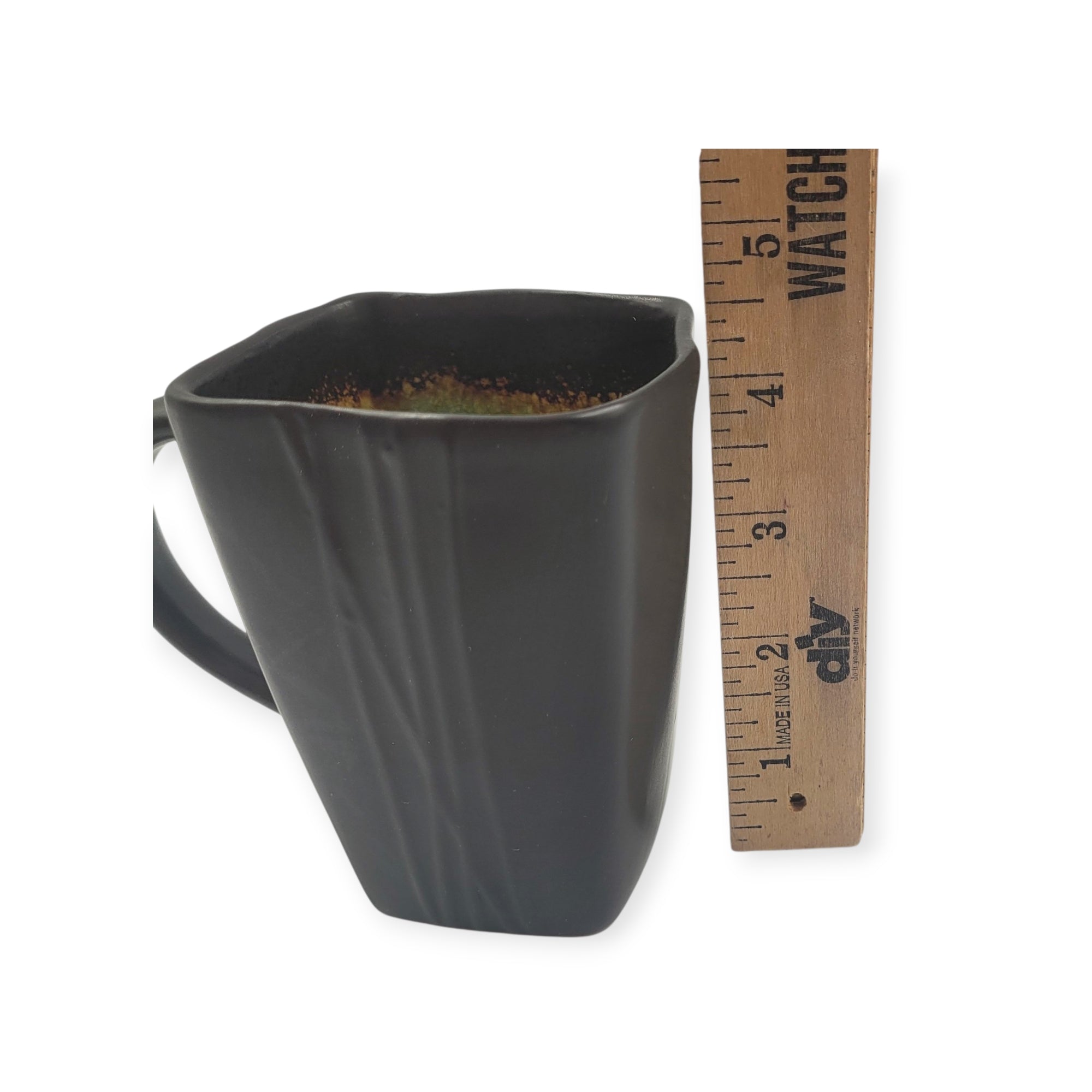 Galaxy Jade Mug by Baum Brothers – Square Brown Ceramic with Green Interior