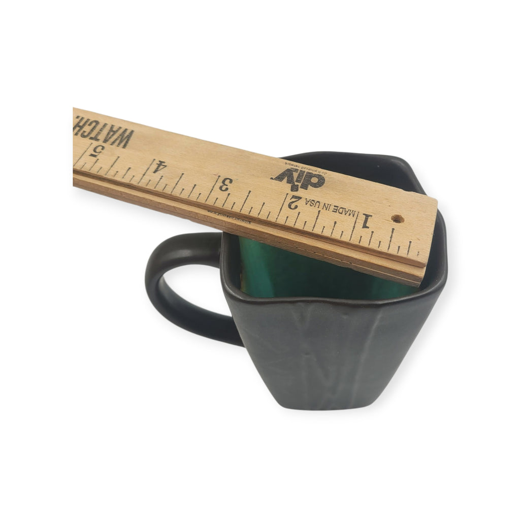 Galaxy Jade Mug by Baum Brothers – Square Brown Ceramic with Green Interior