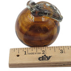 Vintage Handcrafted Glass Apple – Amber with Clear Leaf Accent