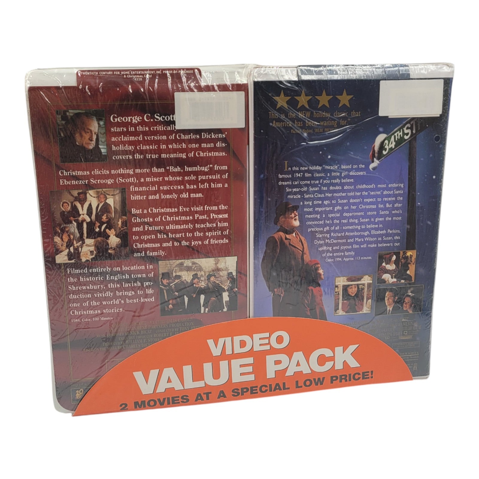 Miracle on 34th Street & A Christmas Carol – Sealed VHS Holiday Value Pack