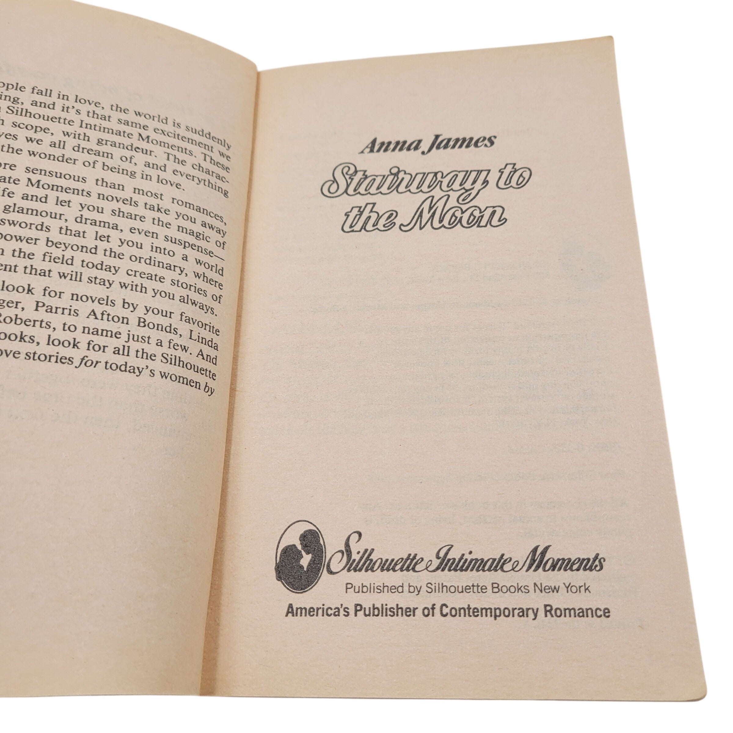 Stairway to the Moon by Anna James – Silhouette Intimate Moments Romance (1988)