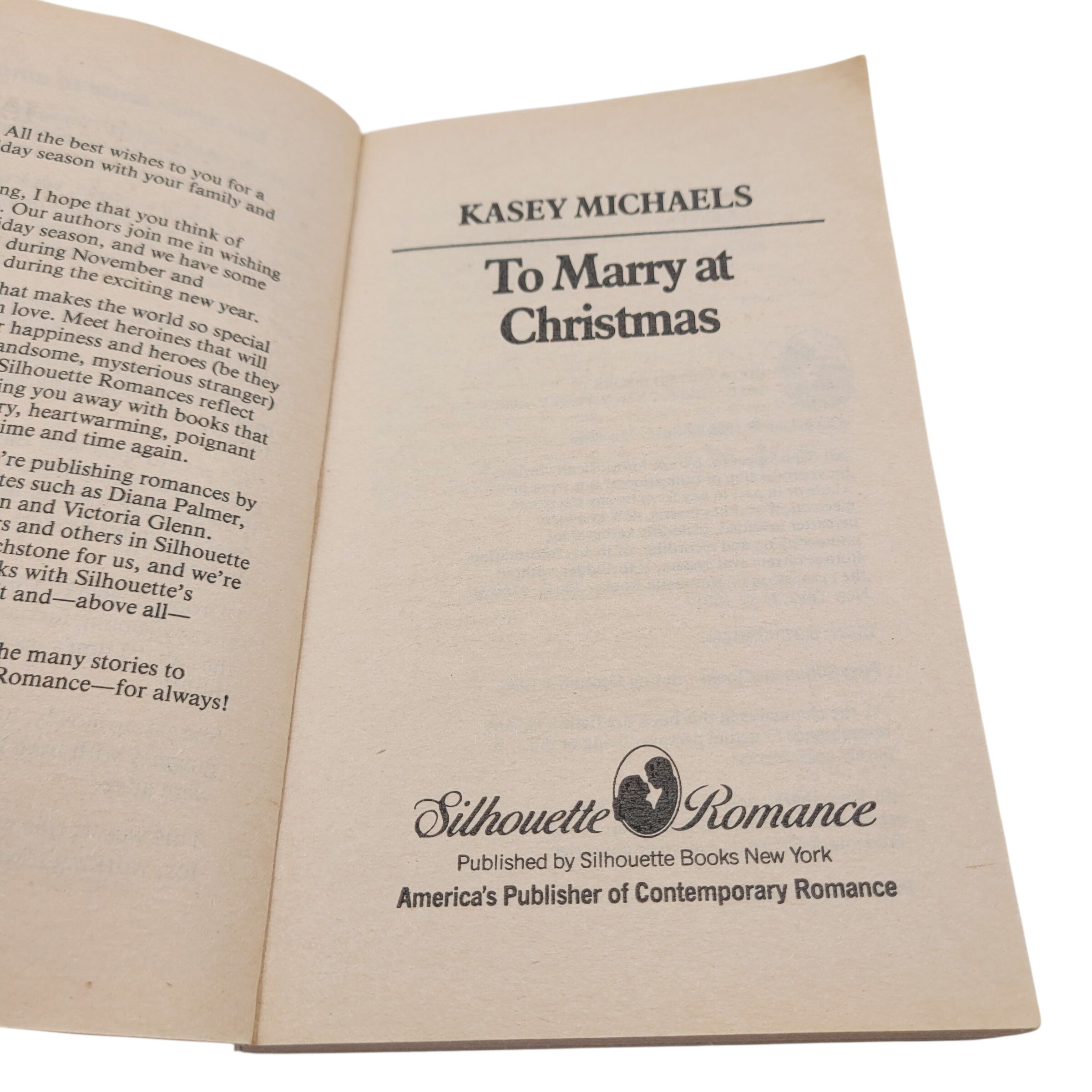 To Marry at Christmas by Kasey Michaels – Silhouette Romance #616 (1988)