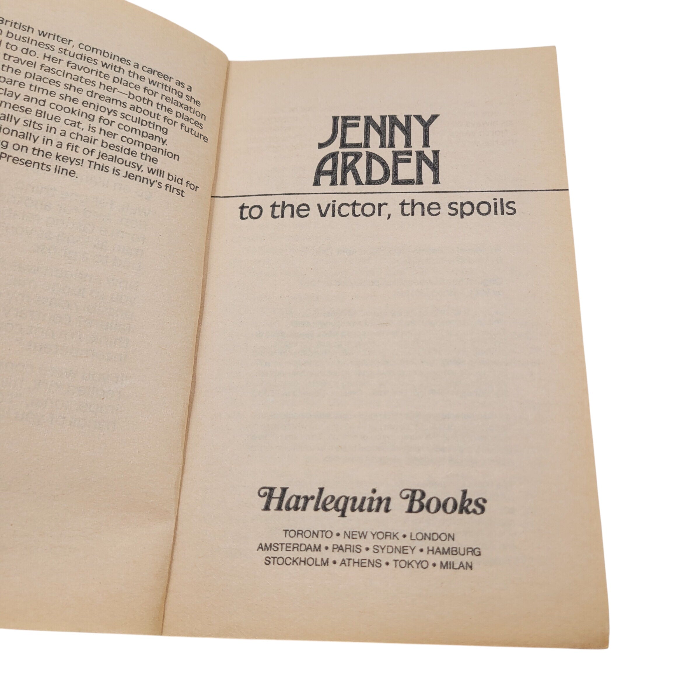 To the Victor, the Spoils – Vintage Paperback Romance by Jenny Arden (1988)