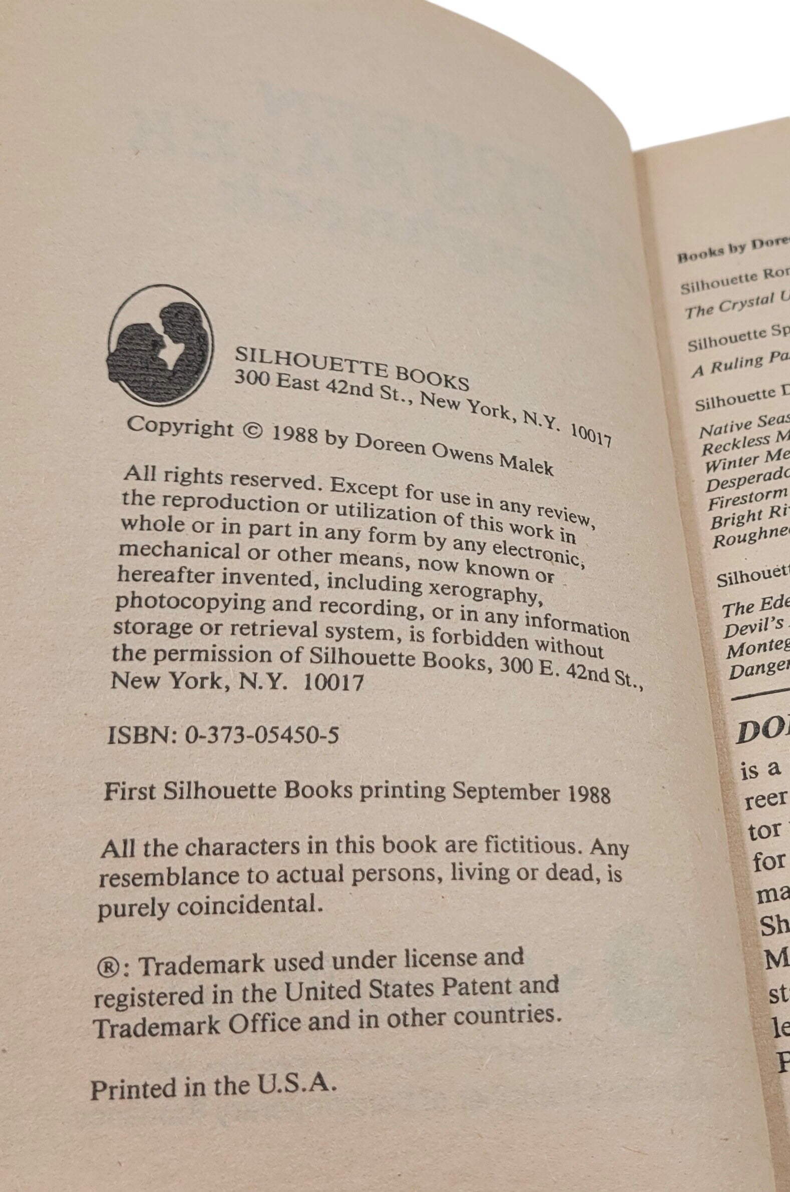 Roughneck by Doreen Owens Malek – Silhouette Desire #450 – September 1988