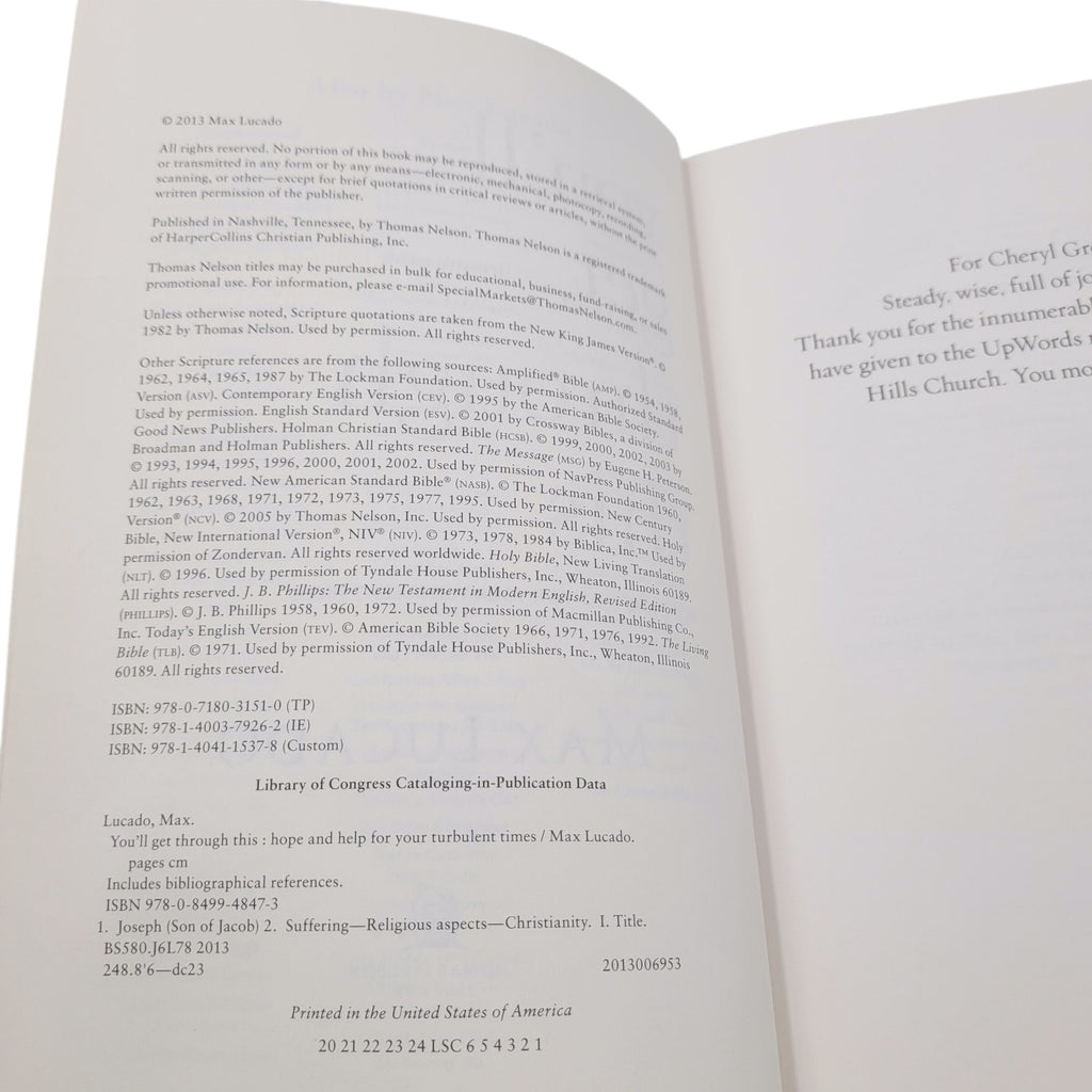 You'll Get Through This by Max Lucado – 2013 Thomas Nelson Paperback