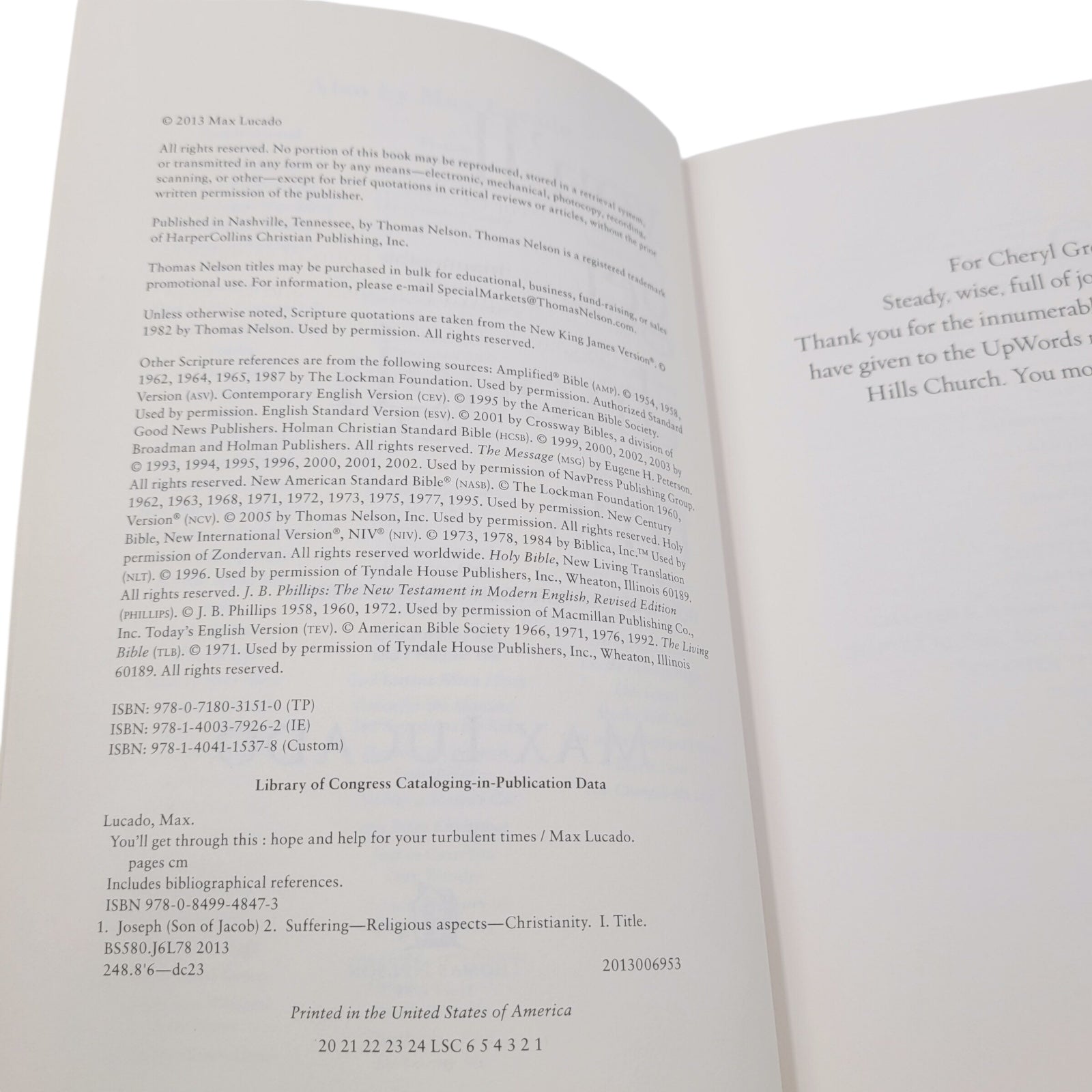 You'll Get Through This by Max Lucado – 2013 Thomas Nelson Paperback