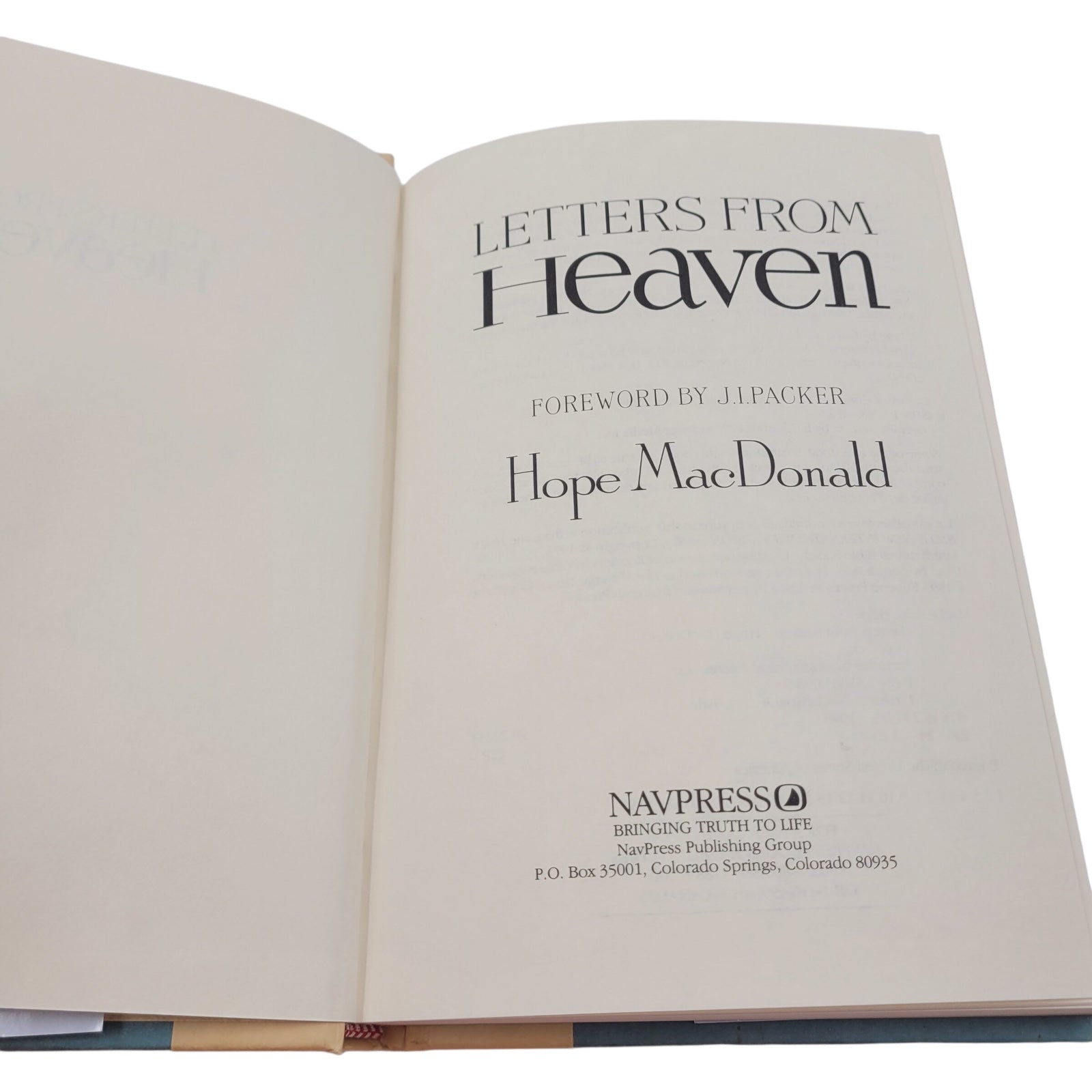 Letters from Heaven by Hope MacDonald – Foreword by J.I. Packer – Vintage